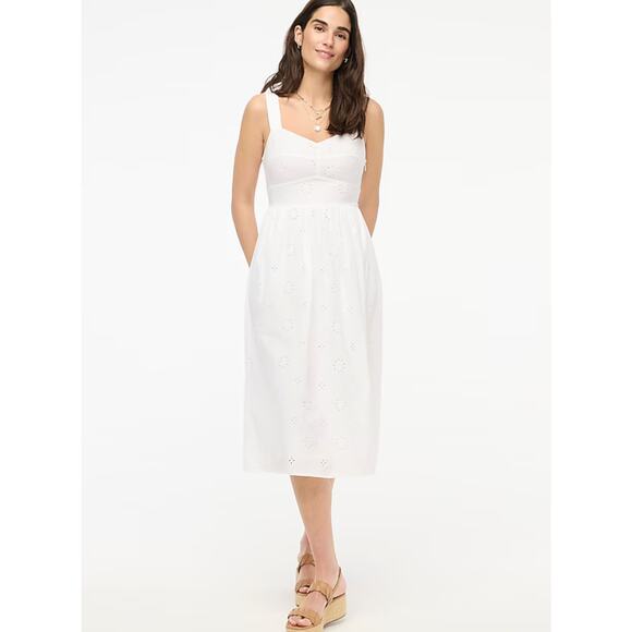 J.Crew Dresses & Skirts - NWT J.Crew Eyelet Midi Dress In White Size 4